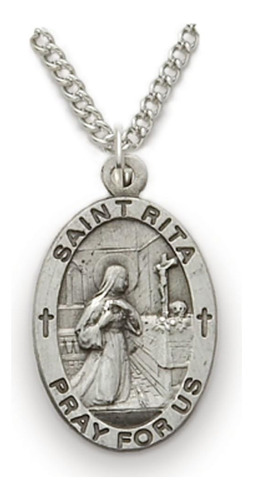 True Faith Jewelry Medalla De Santa Rita De Plata De Ley Con