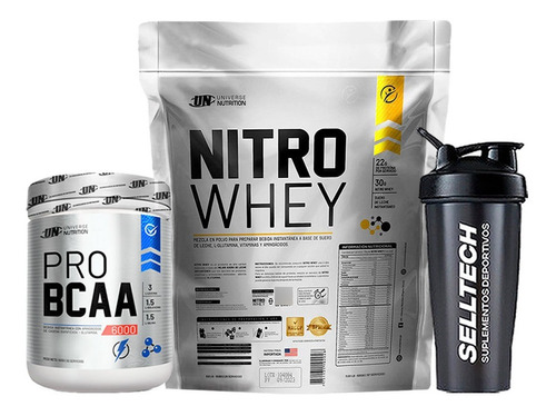 Pack Un Nitro Whey 3kg Chocolate + Bcaa 6000 500gr Naranja