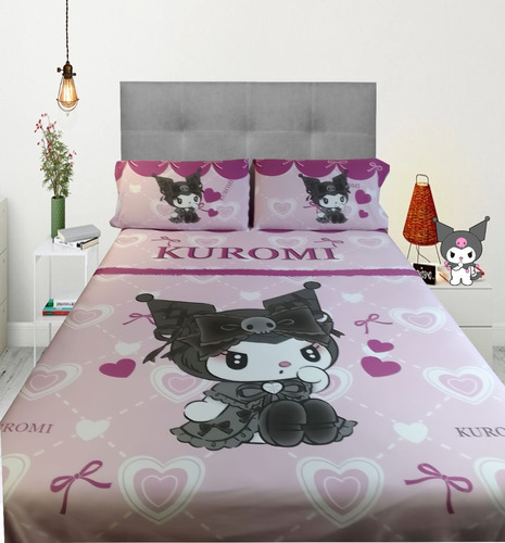  Kuromi  Cubrecama Dix 2 1/2+ Fundas De Almohadas 