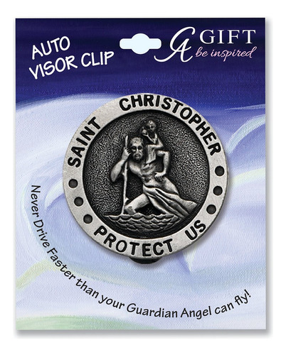 Peltre Saint Christopher Proteger Nosotro Visera Clip Para