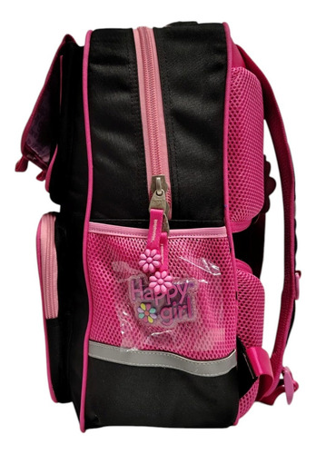 Mochila Happy Girl Strong Primaria Backpack Hg70204-3 Color Negro Diseño De La Tela Liso
