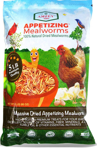 Amzey Appetizing Mealworms 5 Libras: Gusanos De Harina Secos