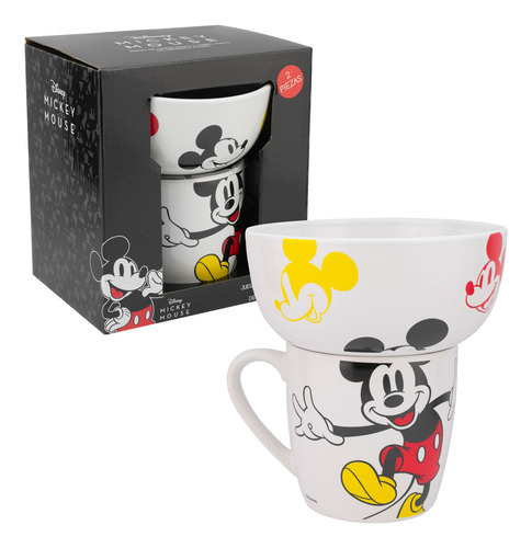 Set Desayuno Vajilla Porcelana Personajes Animados 2 Pzas Mickey Mouse