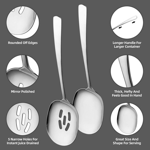 Juego De Cucharas Para Servir, Cuchara Ranurada De 10 Pulgad