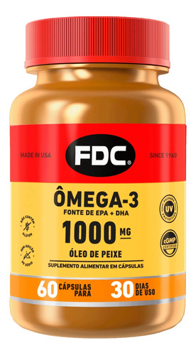 Suplemento em cápsula FDC Vitaminas  Ômega 3 em pote de 84g 60 un