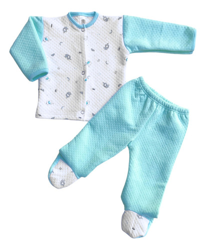 Buzo Pijama 2 Piezas Jacquard Estampado Elefante Para Bebé