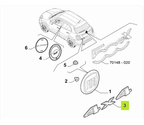 Sigla  4x4  -original- Fiat 500x Cross 1.4cc 2018-