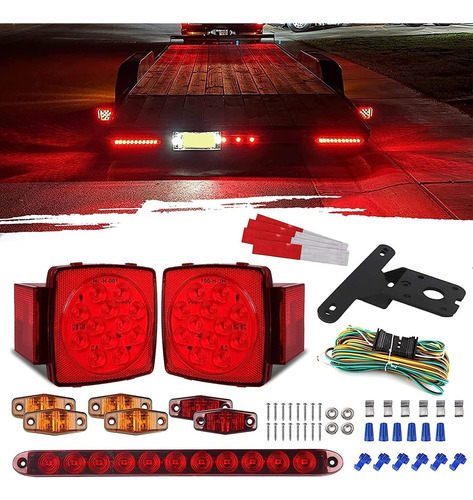 Liu Kit De Luces Led Para Remolque Luces Traseras Cuadradas