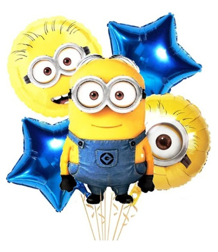 Set De 5 Globos Fiesta Minions Cumpleaños 