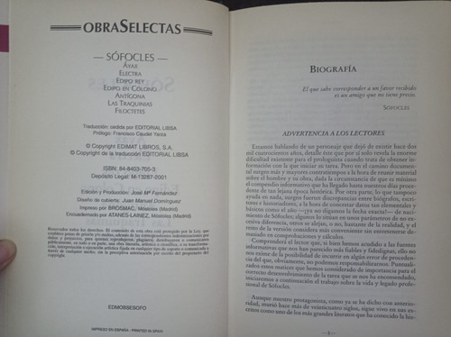 Obras Selectas - Sófocles (Usado)
