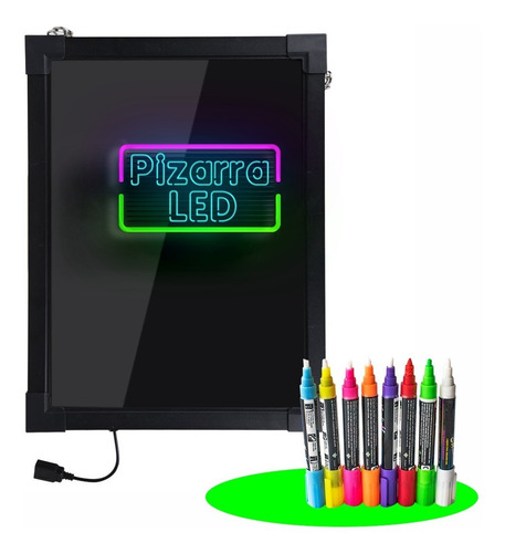 Pizarra Led Publicitaria 70x50 Para Negocio + 8 Plumones