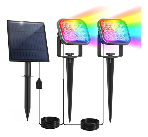 Crepow Solar Spot Lights Cambio De Color Al Aire Libre, 20 F