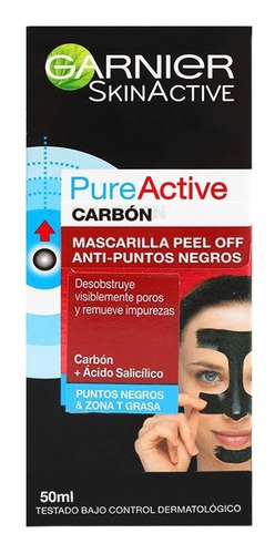 Mascarilla Garnier Pure Active Carbón Peel Off Anti Puntos Negros