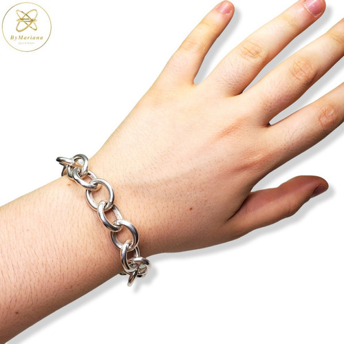 Imagen 3 de 6 de Pulsera Plata Argollas Ovaladas Grandes