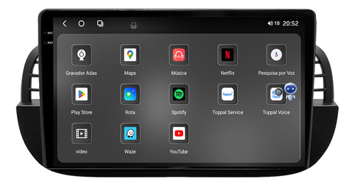 Multimídia Fiat 500 9p Android Adak Tpros 256gb + 360