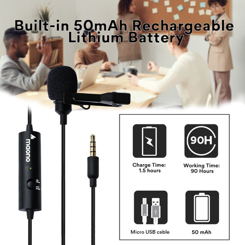 Micrófono Corbatero Lavalier Maono Au-100 Omni Mini Plug Pc