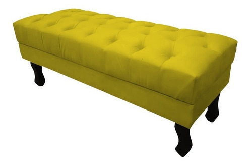 Puff Decor Recamier Baú 1,00m Suede Amarelo Quarto Adulto