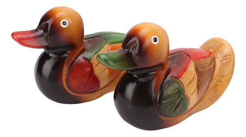 Estatuas De Pato Mandarín Madera Pintada A Mano Color Durade