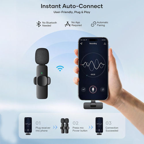 Micrófono Inalámbrico Para iPhone Android Pc iPad Plug Play