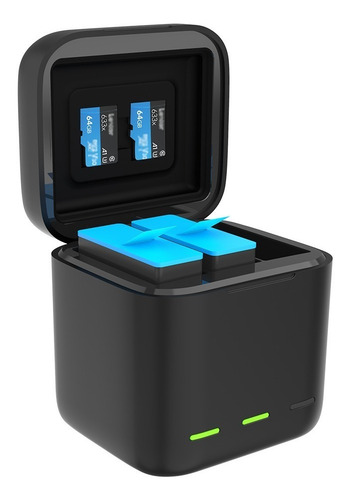 Imagen 2 de 7 de Cargador Triple + 2 Baterías Para Gopro Hero 10 / 9 Guardasd