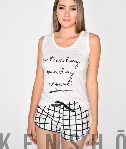 Imagen 5 de 10 de Pijamas Hombre Y Mujer Short Negro Nueva Algodón Fpx