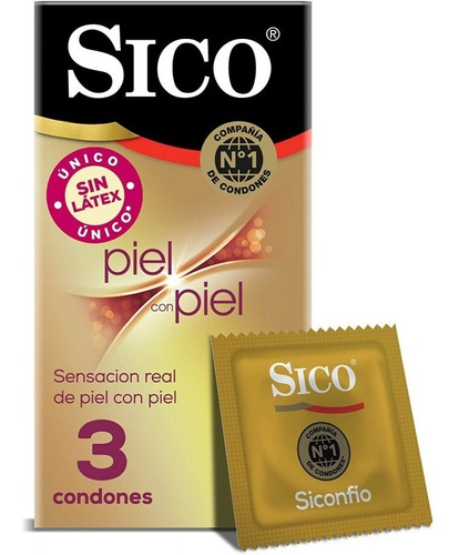 Sico Piel Con Piel 3 Condones Sin Látex Hipoalergenicos