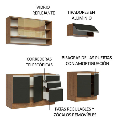 Cocina Integral Completa Modular Madesa Glamy 200cm Mn 03