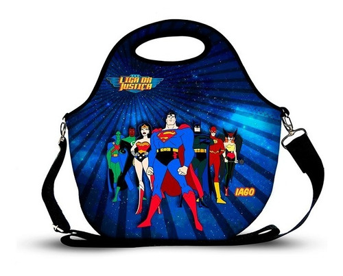 Bolsa Lancheira Térmica Em Neoprene Infantil Super Heróis