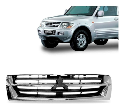 Tela Radiador Pajero Full 2001 2002 2003 Cromado Com Preto