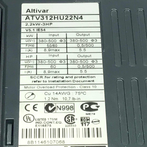 Telemecanique Atv312hu22n4 Variador De 3 Hp En 440 V (Usado)