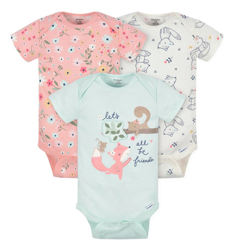 3 Body Onesies Let's All Be Friends Gerber