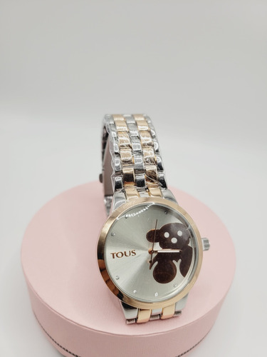 Reloj Oso Acero Inoxidable Rosa Y Plata