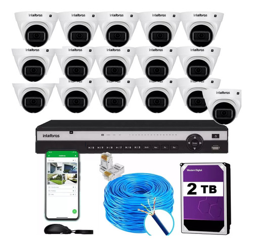 Intelbras Kit 16 Câmeras Ip Fullhd Poe Com Áudio Ip67 2tb