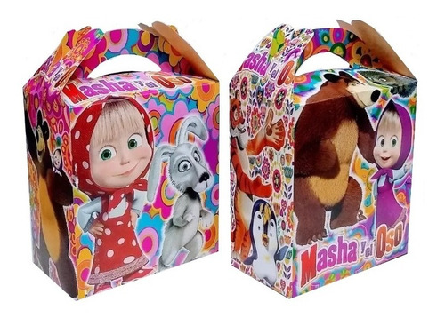 Imagen 1 de 1 de Masha Y Oso 50 Cajas Dulceros 25 Globos Impresos.