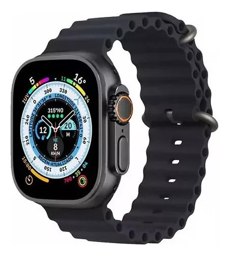 Smartwatch T800 Ultra Séries 8 Relógio Inteligente Caixa Cinza Pulseira Cinza Desenho Da Pulseira Ondulada
