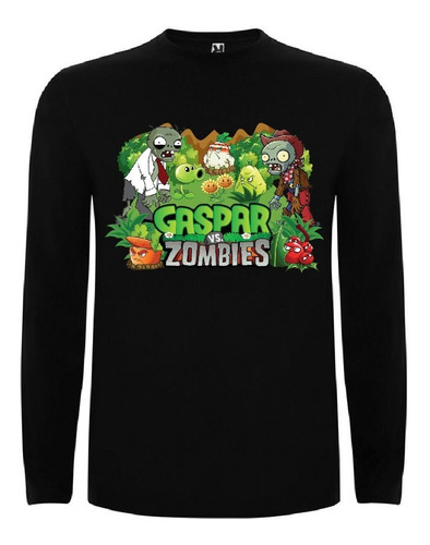 Polera Plantas Vs Zombies Manga Larga Personalizada Niños 