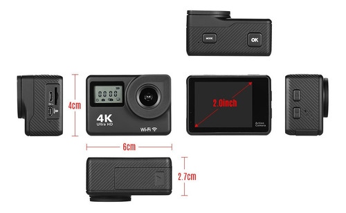 Imagen 2 de 10 de Cámara Deportiva 4k Wifi 8mp Hd Gran Angular 170°