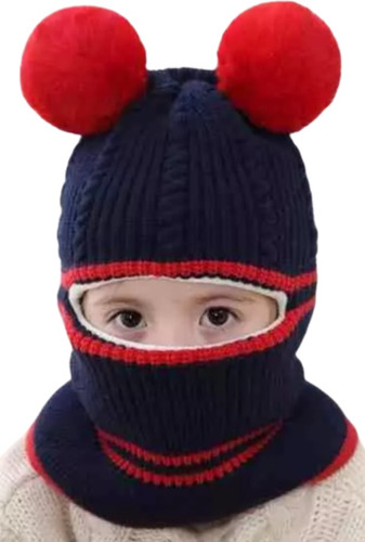 Gorro Bufanda Tejido Invernal Infantil Bebe Con Pompones