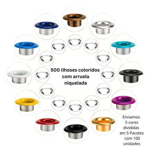 Alicate De Ilhos Furador Aplicador 500 Ilhoses 54 C/ Arruela