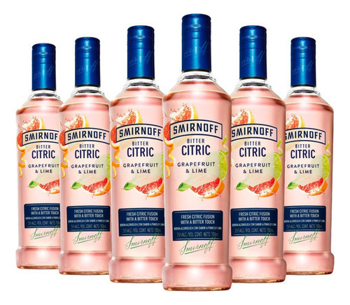 Vodka Smirnoff Saborizado Bitter Citric Grapefruit & Lima X6