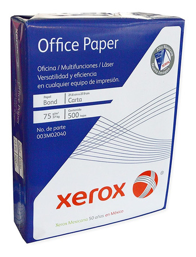 Hoja De Papel Tamaño Carta Xeroxoffice Paper Paq Con 500 Pzs