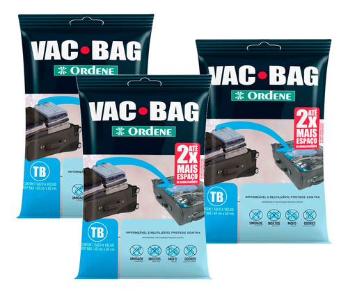 Bolsa Hermética Viaje Vac Bag Reductora Al Vacío Valija X3