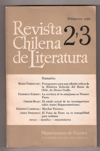 Revista Chilena De Literatura Nº 2 Y 3