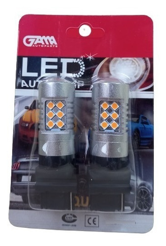 Bombillo 1 Contacto Lupa 24 Led Base Metal 3156 12/24v Ambar