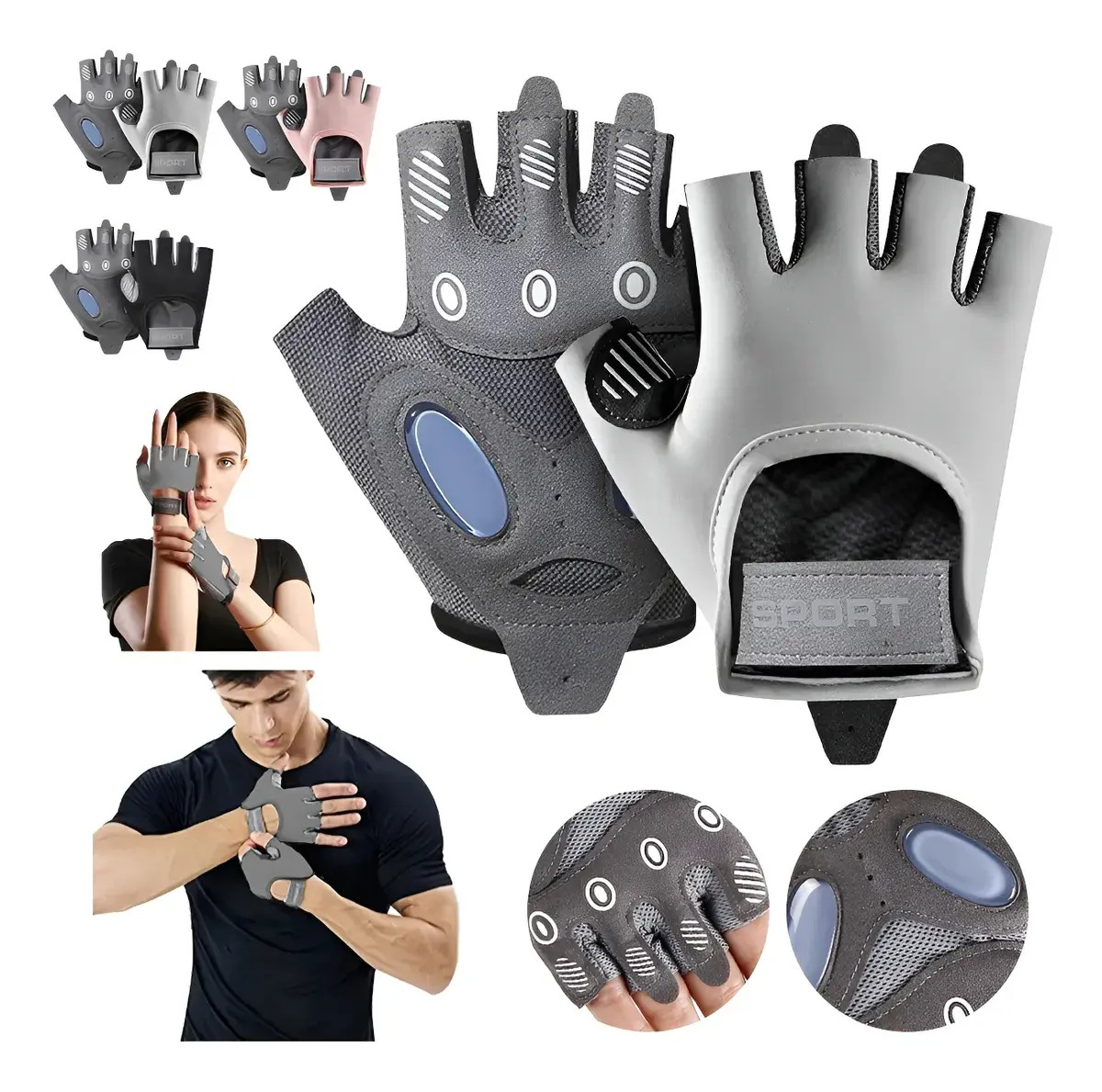 Kuoaeaye Guantes Alta calidad Para Gym Pesas Deportivos Ciclismo Mujers Y Hombres.gris S