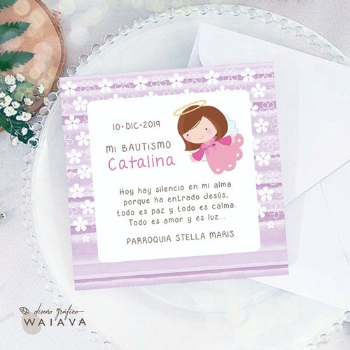 Imagen 8 de 10 de Estampas Tarjetas Bautismo De Nenas X 2u