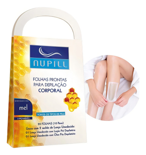 4cx Folhas Prontas Depilação Corporal Mel Nupill 20 Folhas