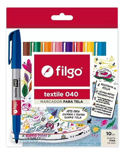 Filgo Marcadores Textile 040 Punta Fina X10