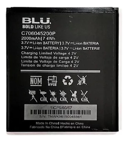 Bateria Blu C706045200p D890u Nueva Tienda Garantia