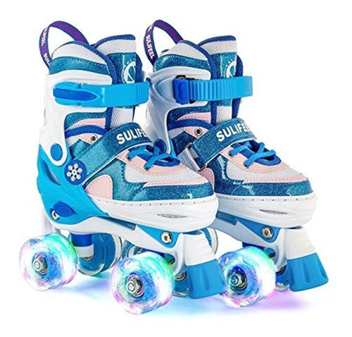 Sulifeel Rainbow Unicorn 4 Patines Ajustables Con Luz Ajusta